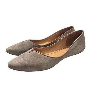 Chocolat Blu Glamour‎ Taupe Suede Pointed Toe Ballet Flats Womens Size 7.5